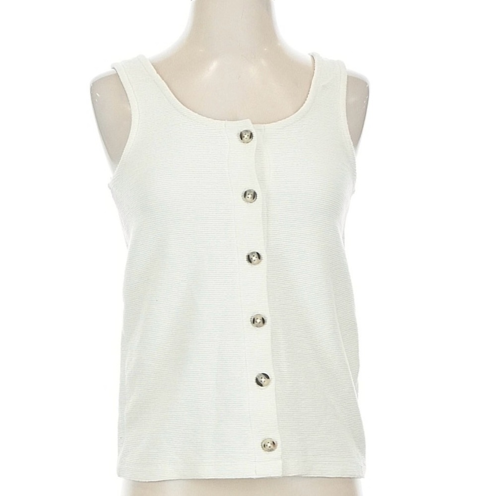 Madewell Ivory Button-Front Tank Top